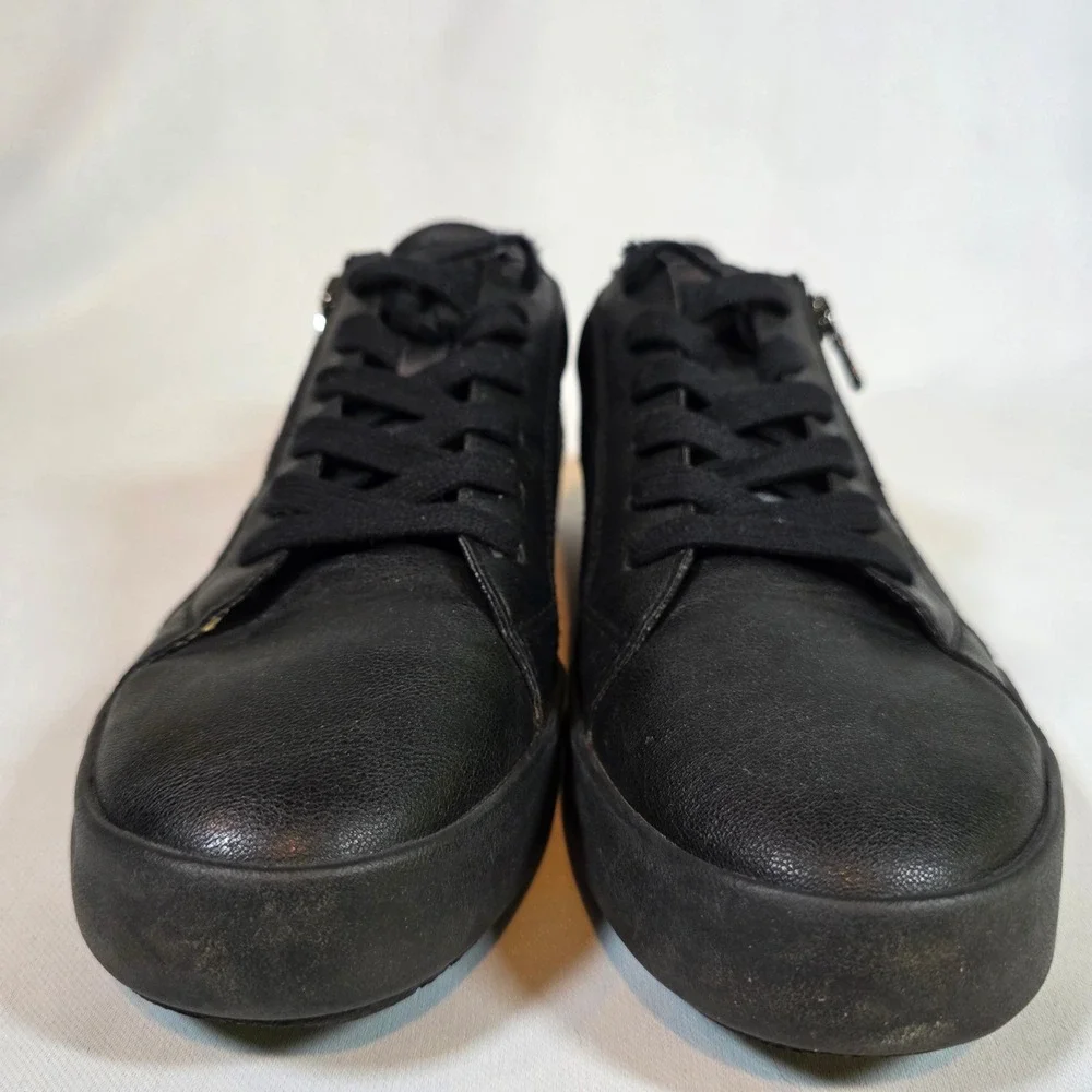 GEOX Respira Blomiee Black Leather‎ Glitter Zip Sneakers Womens 10 EUR 40